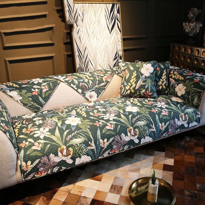 Pure Cotton Sofa Cover Retro Sofa Towel Thick Slipcover Non-slip Sofa Couch Cover Corner Towel Mats