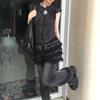 Deeptown Japanische 2000er Rüschenblusen Damen Schwarz Gothic Lolita Y2k Ärmellose Hemden Harajuku Gyaru Sommer Flatterärmel