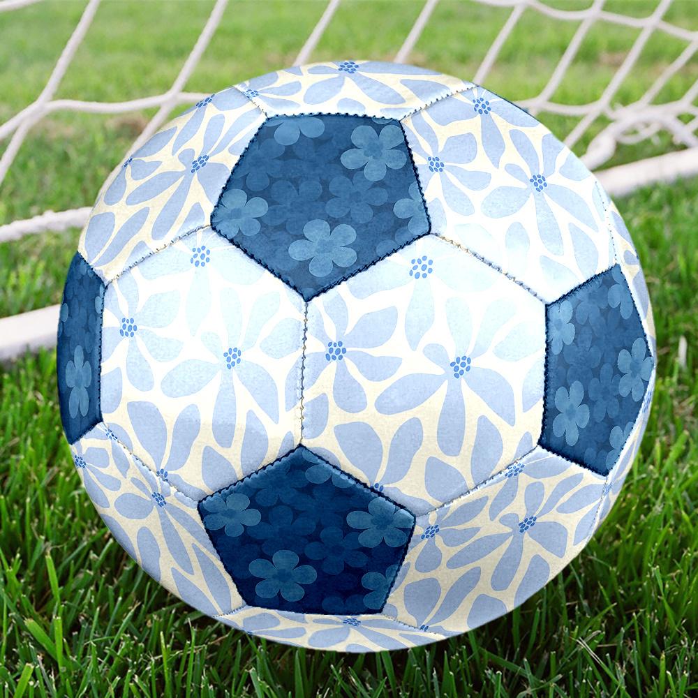 1PC Blue Floral Soccer Ball Size 5 Football Machine Sewn Indoor/Outdoor Universal Football A55 Size 5