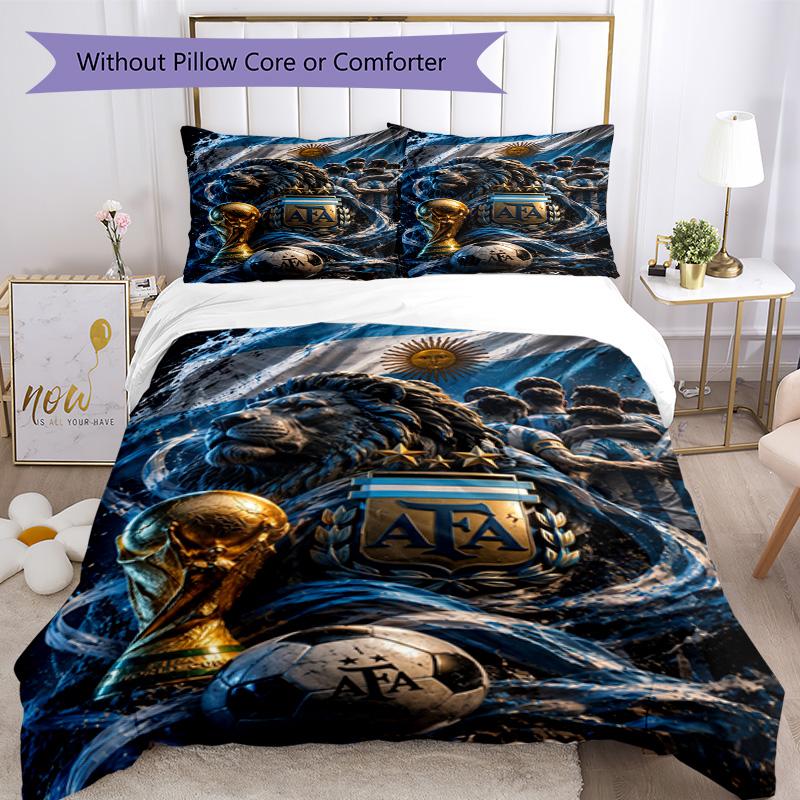 Lionel Messi Football Legend Bedding Set,Breathable Bed Linen for Guest Room Decoration,Festival Gift for Fans,All Season Duvet Cover with Pillowcases