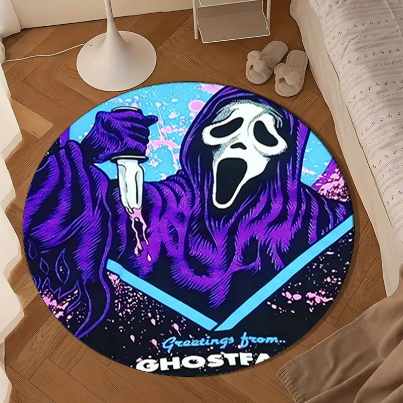 Ghostface Greetings Poster Round Rug for Livingroom,Bedroom, Palyroom, Chair Rug, Area rug, Circle Carpet, Large Size Fan Christmas gift