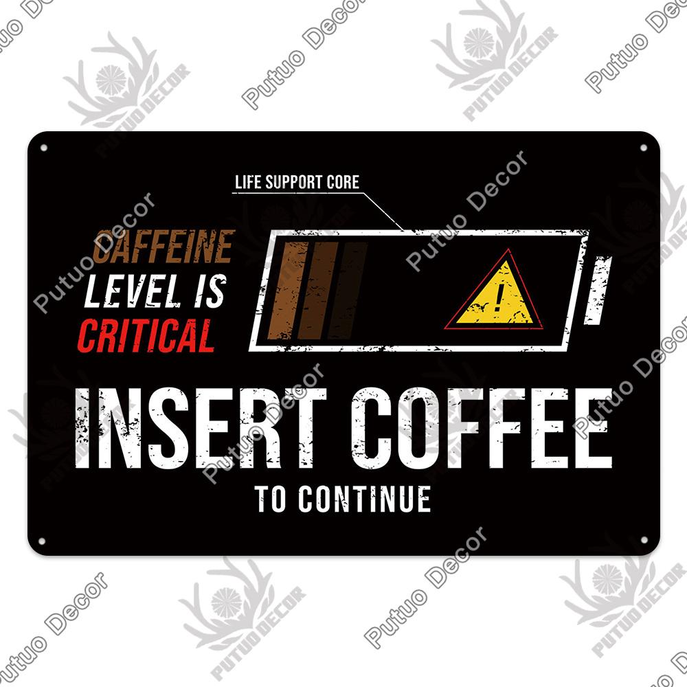 Putuo Decor Coffee Vintage Tin Sign Plaque Metal Plate Wall Art Posters for Kitchen Bar Cafe Room Retro Iron Painting