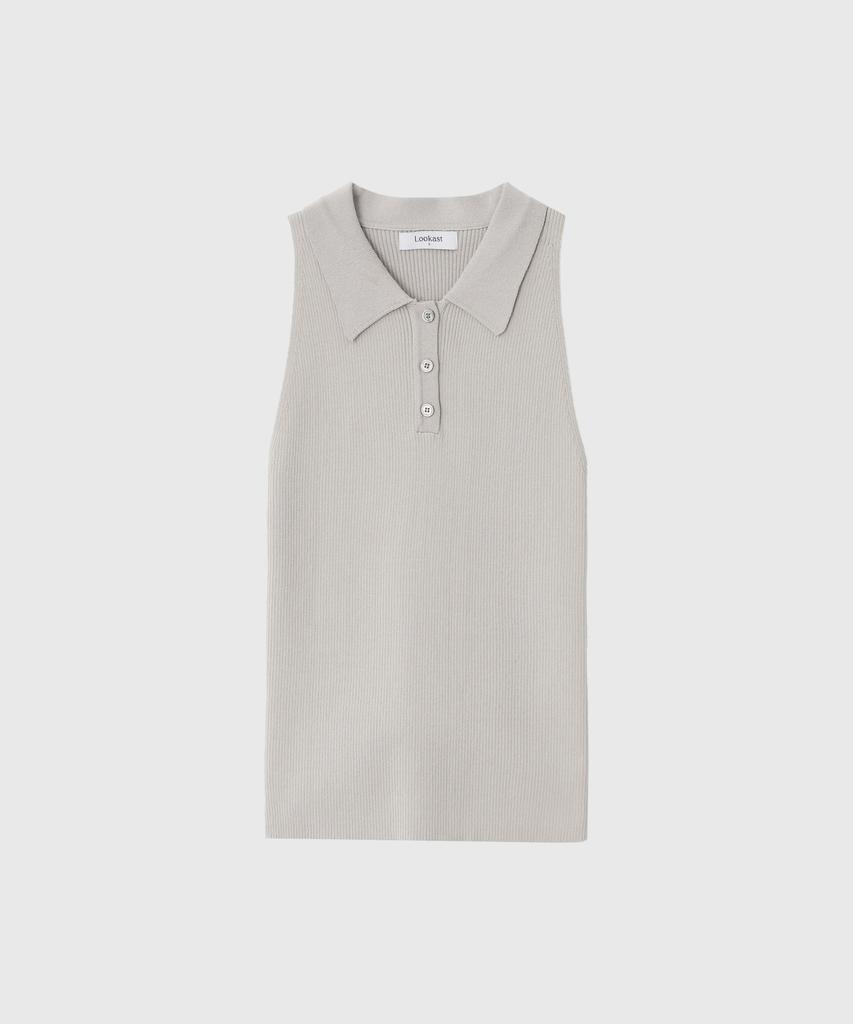 Lugkaeseuteu Brigitte Sleeveless Collar Knit_Beige