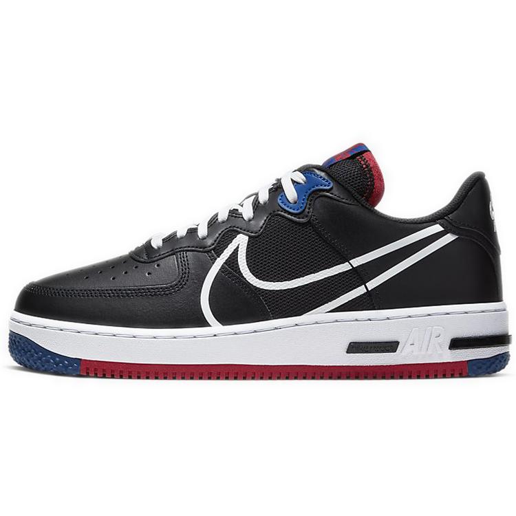 New Nike Air Force 1 Low React Black White Gym Red Gym Blue CT1020-001