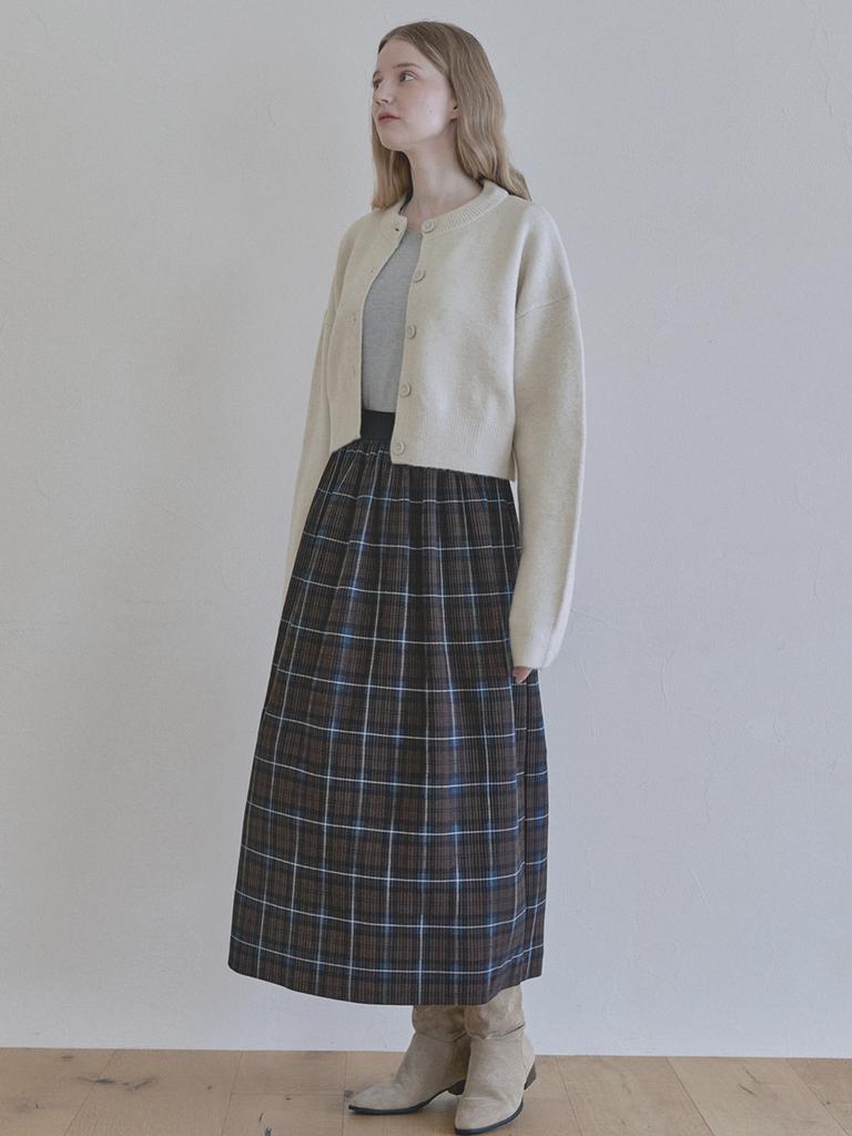 Avang Tartan Check Pleated Maxi Skirt - Brown