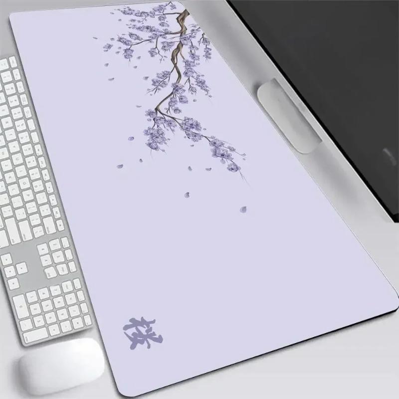 Podložka pod myš Japonská třešeň XXL Šedá Laptopy Herní podložka na stůl Sakura Podložka pod myš Anime Kancelář Hráč Klávesnice Počítačový stůl Koberec