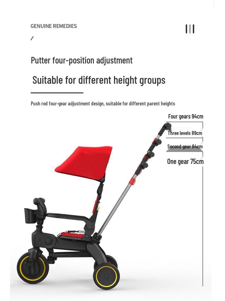 Kids' Multi-Function Foldable Tricycle Stroller for Ages 3-6 – Lightweight for Boys & Girls