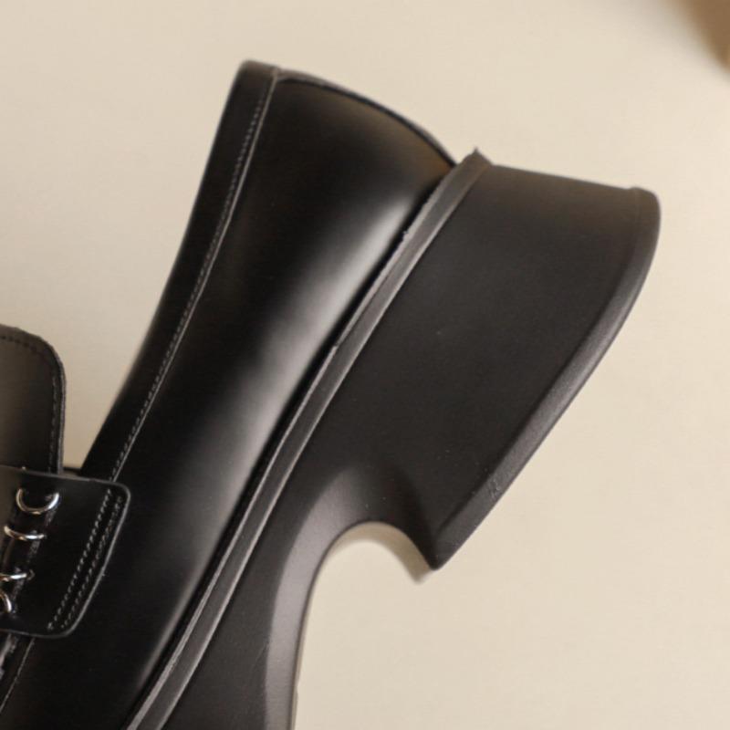 Dámské mokasíny s platformou se silnou podrážkou, nové jarní a podzimní jednoduché boty, retro design, malé kožené boty britského stylu Niche