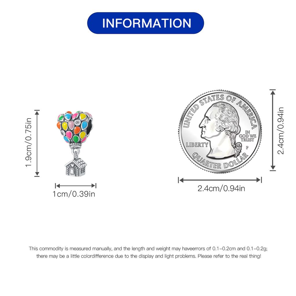 Bead Charms copper Charm Bead Charms Authentic Heart Colorful Hot Air Balloon Pendant Bead Charms Compatible With Bracelets Jewellery Diy Women Fine G