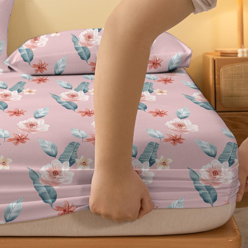 1 Lenzuolo con Angoli Opaco Moderno Semplice con Stampa di Piante, Fiori, Foglie, Copriletto Stampato per Camera da Letto, Biancheria da Letto (Federe escluse)