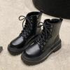 Women's Boots 2026 Autumn/Winter New British Style Plush Fashion Thick Bottom Motorcycle Boots Lace Comfort Zipper Snow Boots