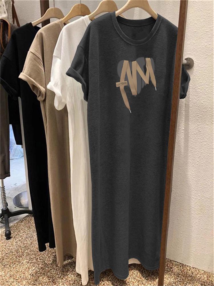 Robe d'été pour femme, style coréen, ample, mi-longue, au-dessus du genou, décontractée