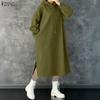 ZANZEA Women Autumn Casual Long Sleeve Hoodies Sweatshirt Dress