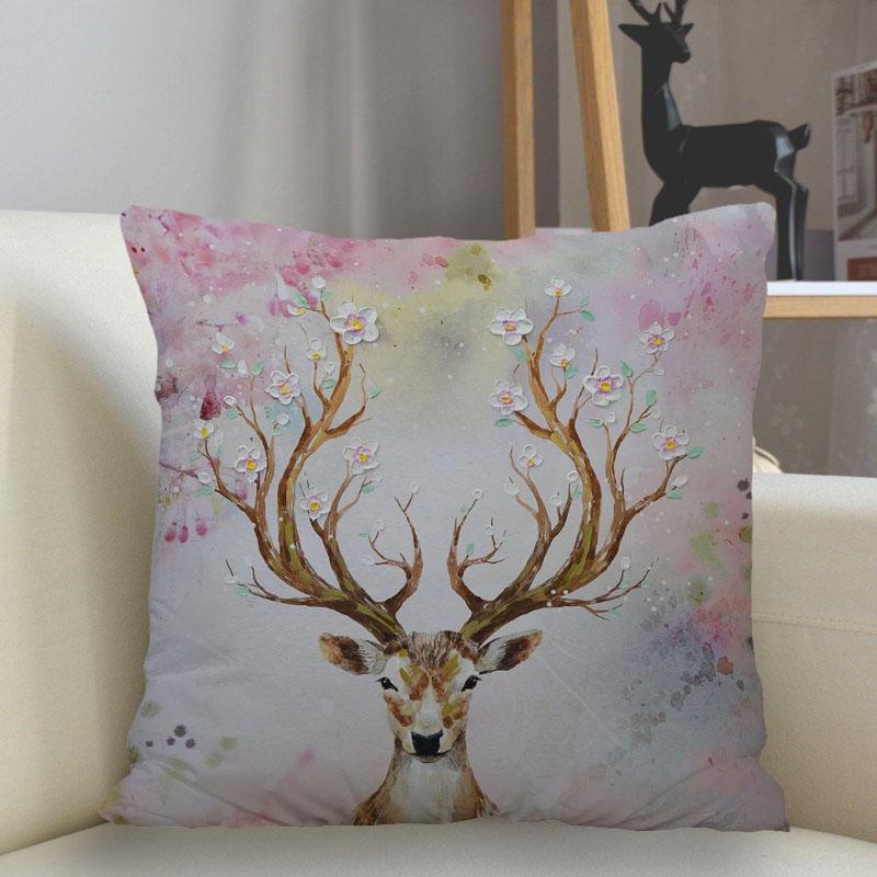 Bedroom Living Room Home Decor Cushion Cover Fantasy Fawn Art Pillowcase Square