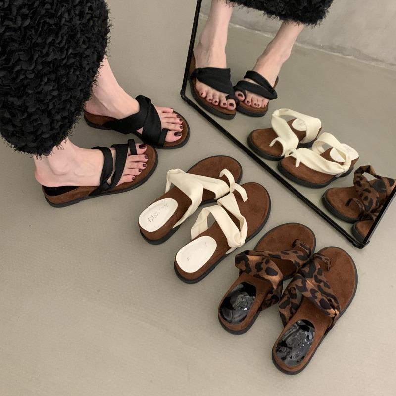 Summer new fashion niche design wedge heels slippers women's head open toe low heel with skirt women's shoes