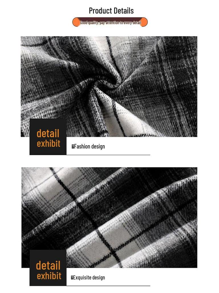 2025 Autumn Men's Retro Plaid Hooded Fake Two-Piece Casual Jacket