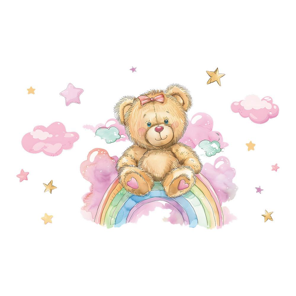 Nálepka na zeď Fun-e64 Cartoon Rainbow Bear Dětský pokoj Mateřská škola Terénní úpravy