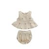 Baby Girl Summer Sleeveless Embroidered Plaid Top and Loose Shorts Set