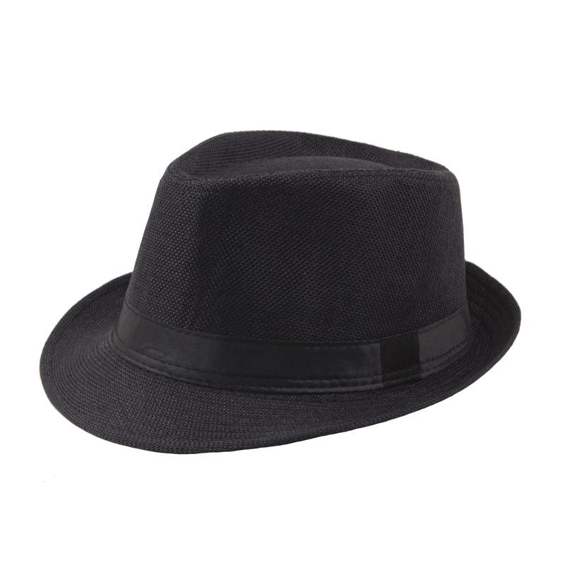 Men's Summer Straw Fedora Sun Hat - Outdoor Sunshade Beach Bowler Hat