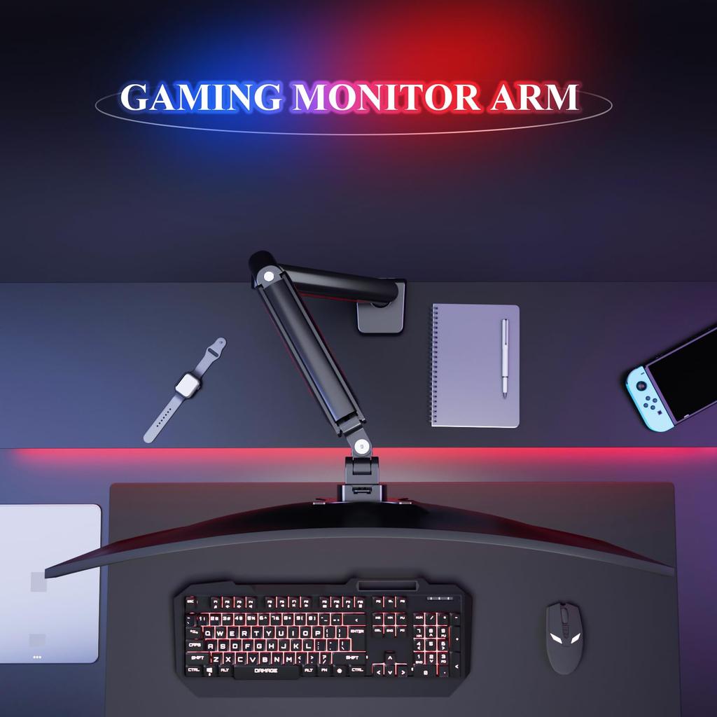 Fydeamer PC Monitor Compatible with Inch Curved Monitor LCD Gaming Monitor Gas VESA 11kg Weight Single Black Arm, 17-35 Monitors, Support, Arm, Stand,