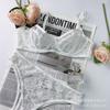 Sexy Sex Underwear Women's French Thin Transparent Lace Underwear Big Chest Small Anti-sagging Bra Set