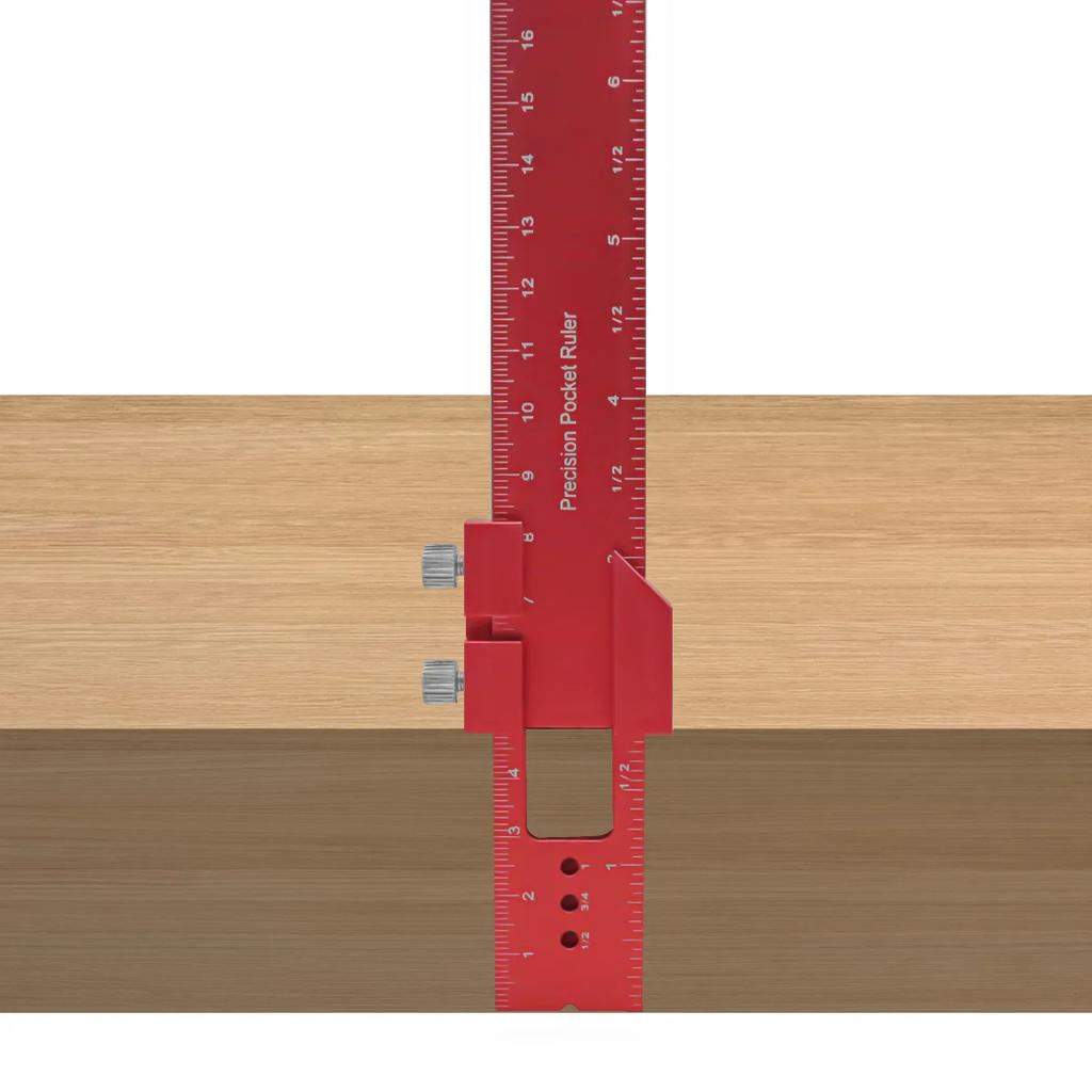 160mm Precision T Type Pocket Ruler Inch Metric Measuring Tool with Slide Stop for Carpentry Marking