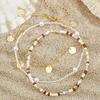 New 3Pcs/Set Kpop Boho Sequin Pendant Anklet Braclet Leg Chain Elastic Beads Link Barefoot Women Summer Jewelry Accessories