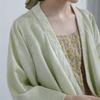 Johnature Women Vintage Jacquard Coats Bandage Chinese Style V-Neck Blouses Spring Soft High Quality Coats