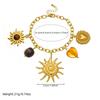 Retro Gold-Plated Sun Heart Tiger Eye Pendant Jewelry Set
