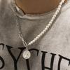 New Trendy Versatile Patchwork Pearl Necklace Fashion Men's Personalized Trendy Queen Avatar Necklace