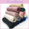 Cotton Linen Breathable Scarf With Bubble Edge For Women Comfortable Summer Covering