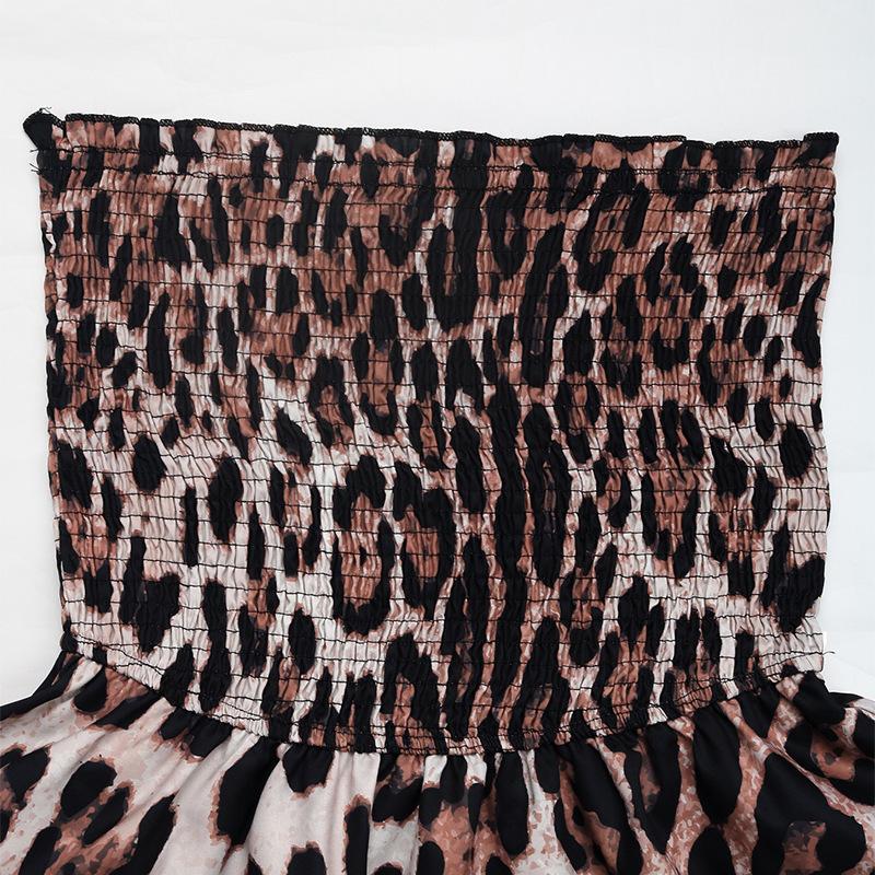 Sommerkleid für Damen, sexy, rückenfrei, Leopardenmuster, kurz, ärmellos, süßer Gewürzstil