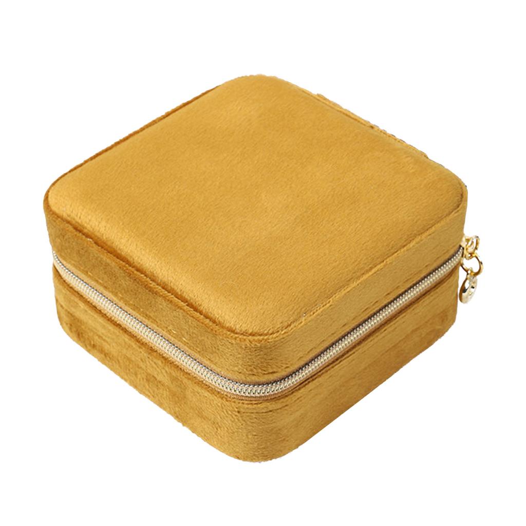 Zipper Jewelry Box Velvet- Jewelry Rings Earrings Organizer Square Storage Cases
