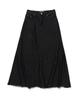 Road Road Maxi Denim Cutoff A-Line Long Skirt (Black Denim)