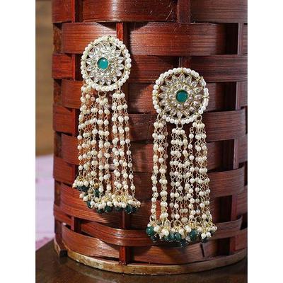 Lotus Design Kundan Dangler Earrings for Women