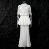 Gentle Elegant Dress Set Hollow Three-dimensional Embroidered Top + Double-layer Ruffled Fishtail Skirt