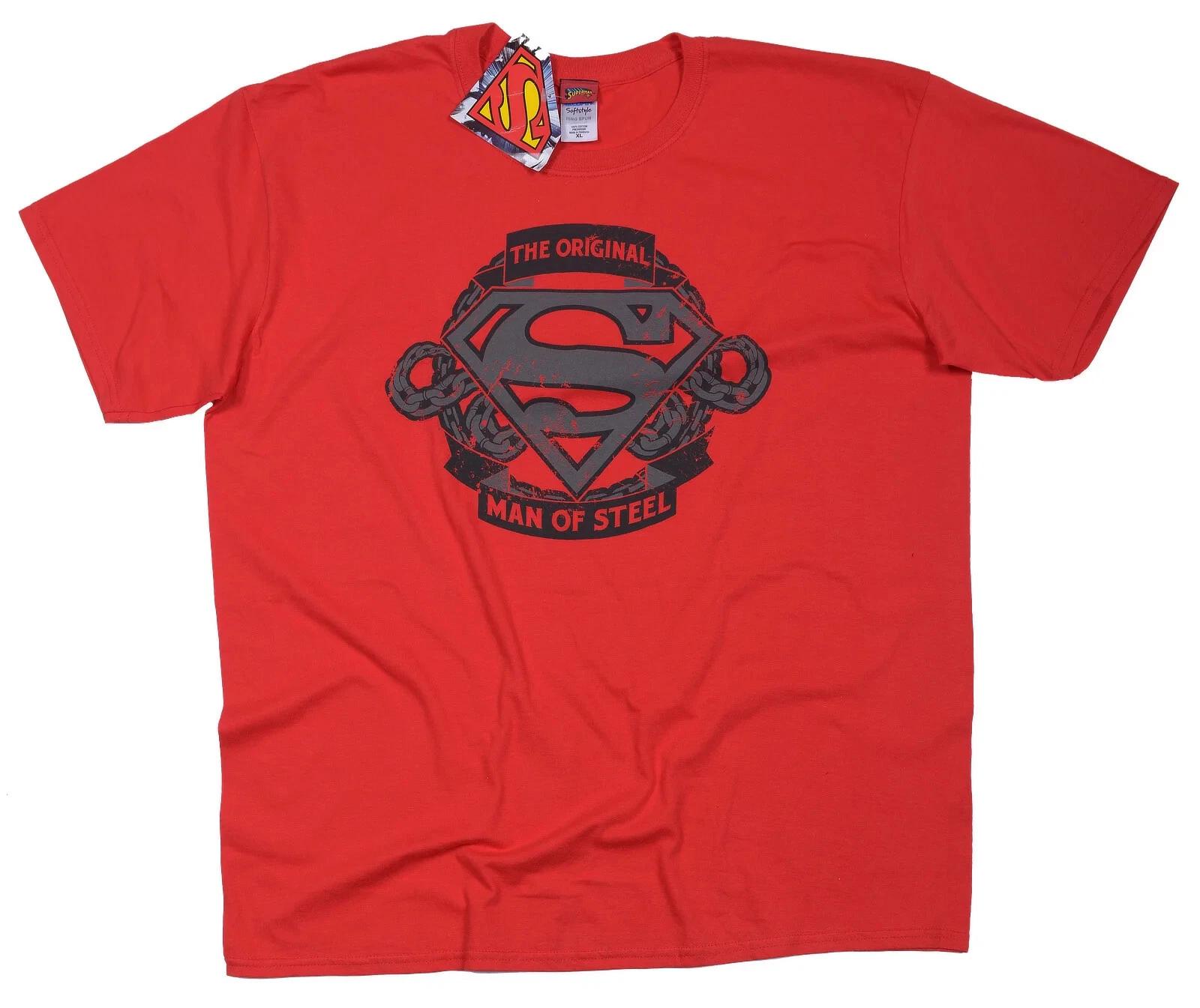 Official Superman T Shirt Man Of Steel S Logo Red Superhero DC Comics New XL L