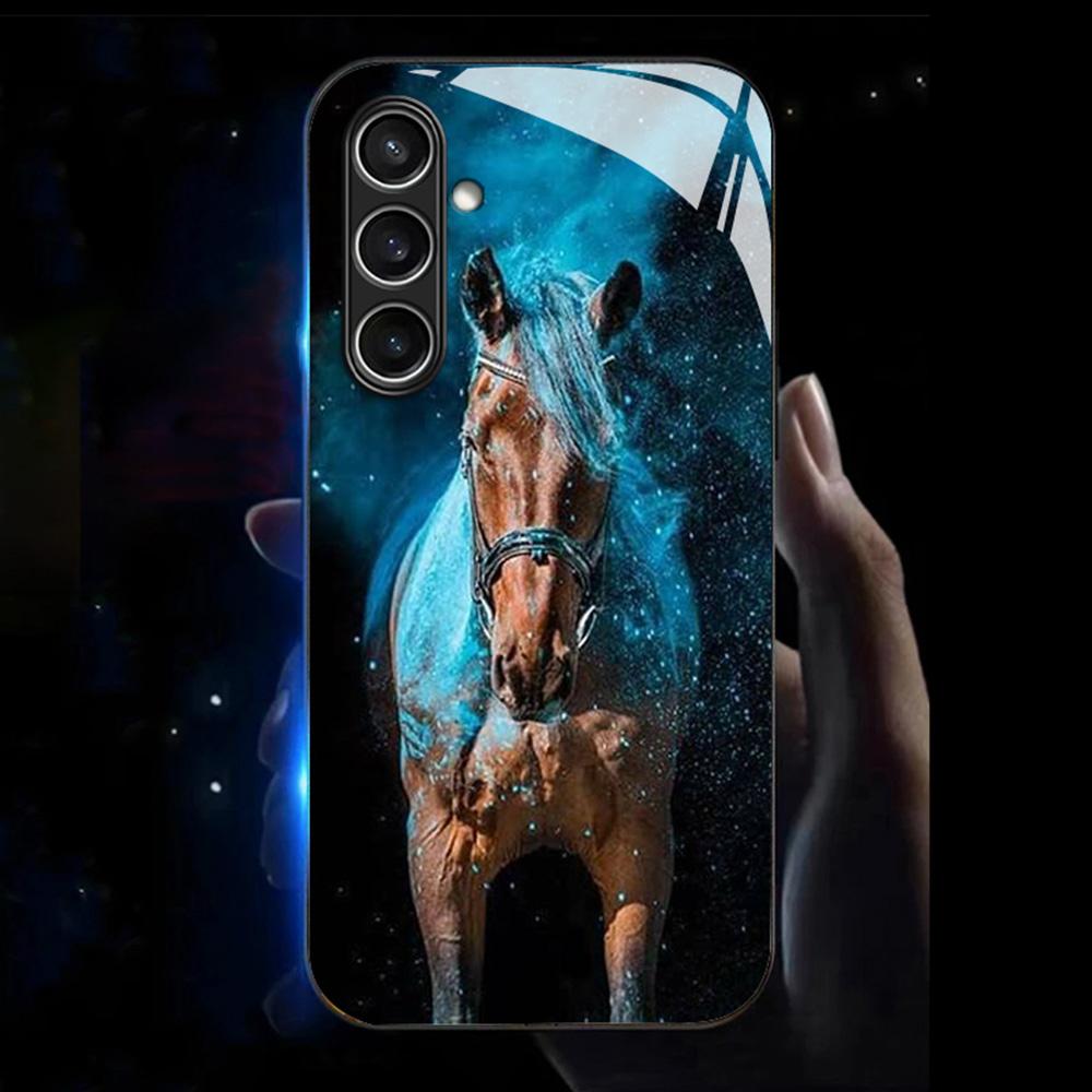 

Для Samsung Galaxy A36 5G Чехол Серия Call Flash Печать узора Закаленное стекло+ТПУ Комбинированный чехол для телефона Starlight Horse