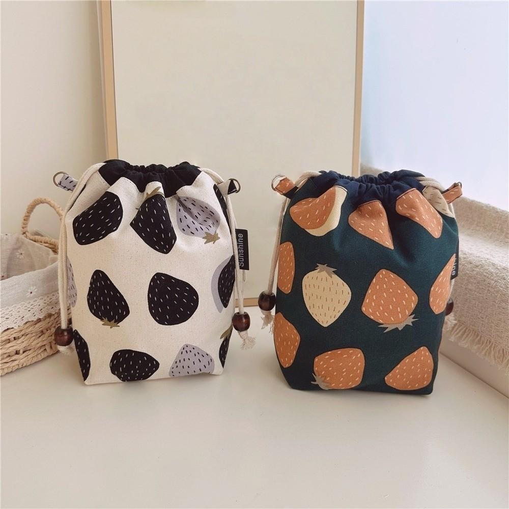 Lightweight Strawberry Drawstring Pouch Multifunctional Storage Pouch Data Cable Storage