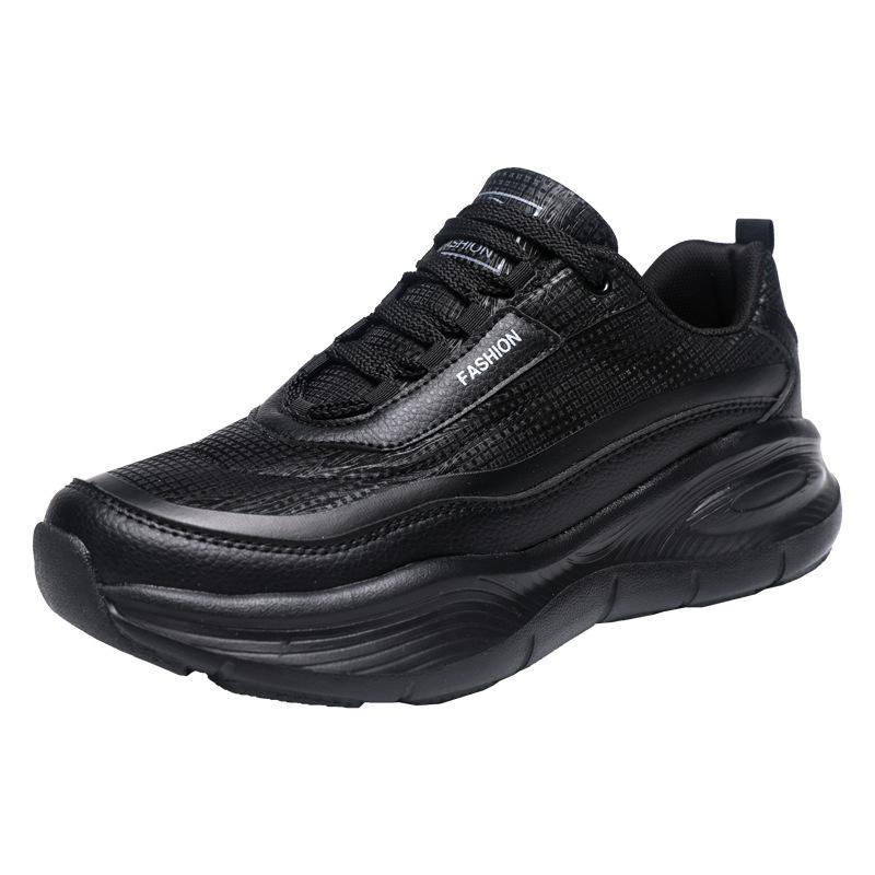 

Men s shoes new leather thick men s casual sports shoes cold sticky process lightweight soft sole men s running shoes 44 чёрный