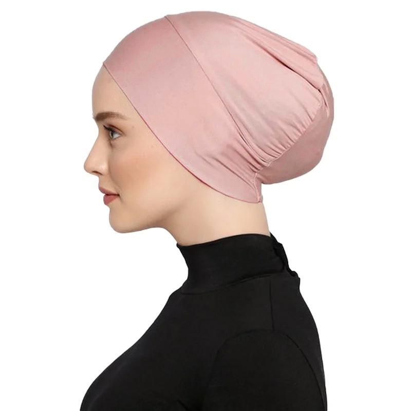 

Mercerized Cotton Pull-On Headscarf Hat for Women: Elastic Fit, Hair Concealing Design