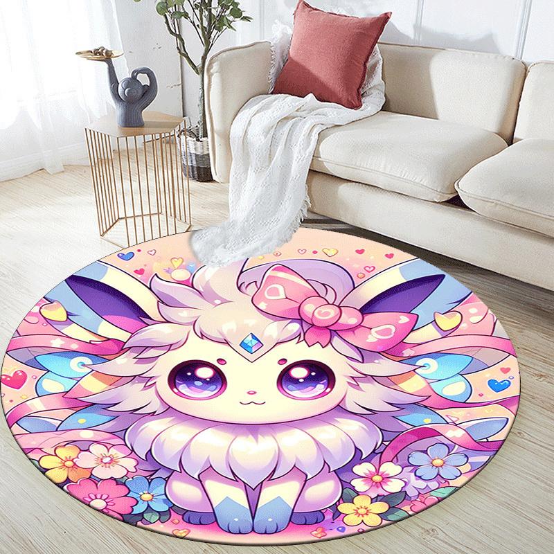 1pc Soft, Absorbent & Non Slip Cute Little Bunny Round Rug Soft Circle Rug for Living Room & Bedroom Decor, Chair Mats, and Unforgettable Ho