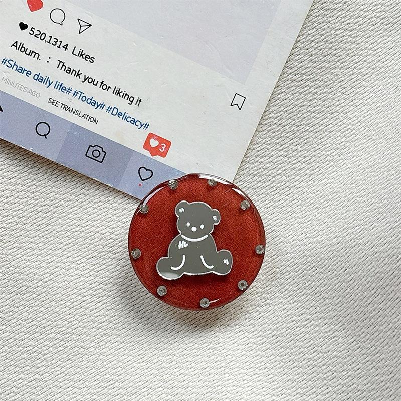 

Telescopic Internet Celebrity Bear Creative Mirror Dot Diamond Simple Ring Mobile Phone Airbag Holder Female Internet Celebrity Woman