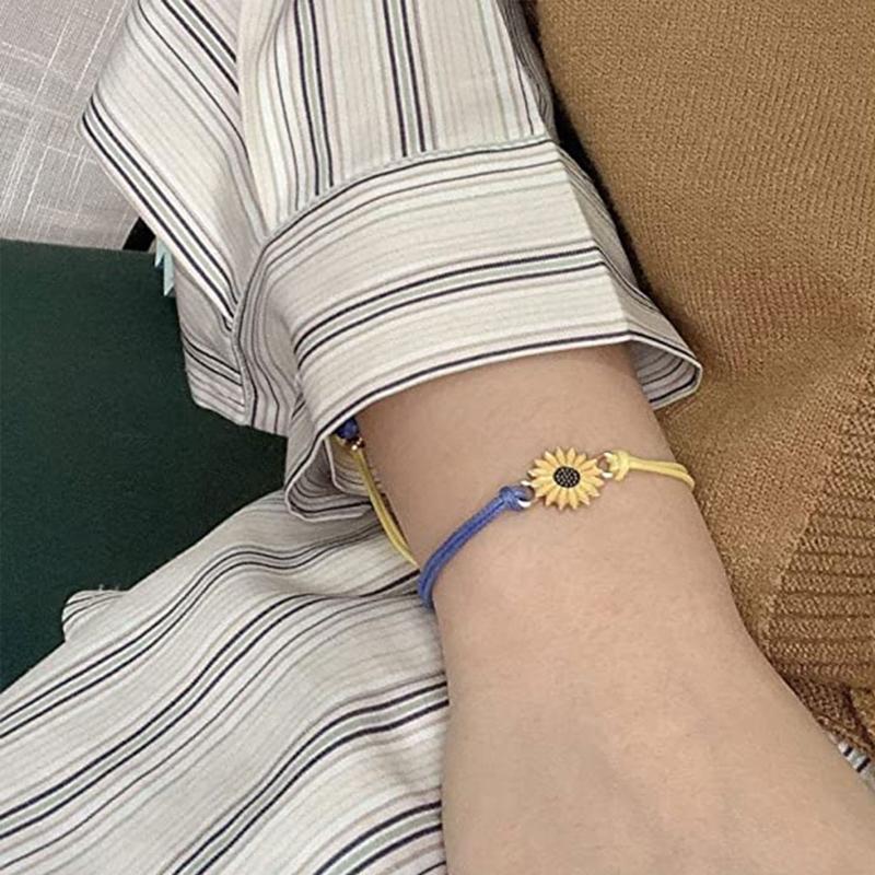 Multilayer Braided Ukrainian Flag Bracelet Adjustable Daisy Bracelet Handmade Boho Braided String Bracelet Universal