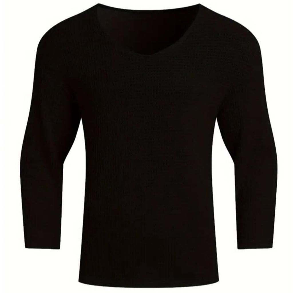 Men's Casual Loose Knitted Pullover Hollow-out Long-sleeves Sweater