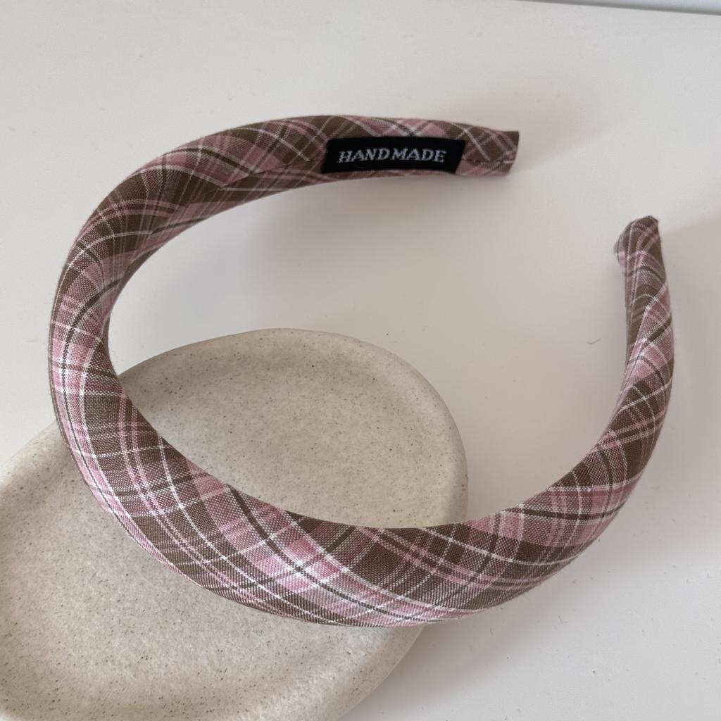 Retro College Checkered Hairband - Fresh, Sweet and Cute Headband for Girls - Sponge High-Crown Headband