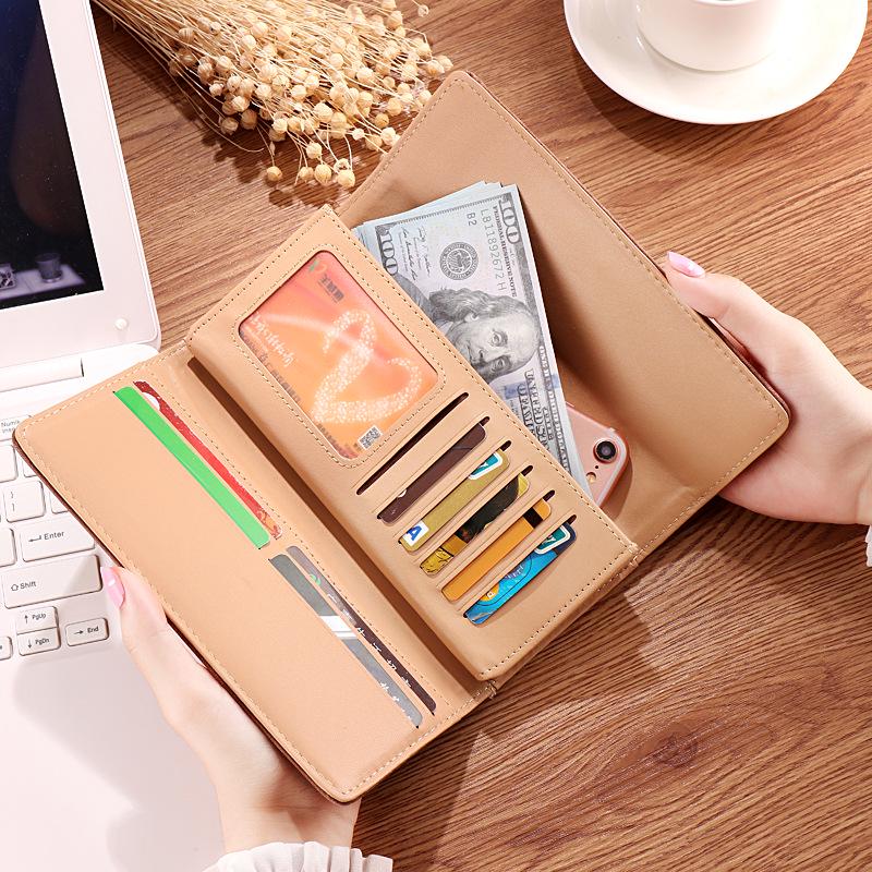 2024 New Fashion Deer Head Women's Long Wallet Trendy Cool PU Matte 3 Fold Billfold Multi Card Female Clutch Money Bag Change Pocket Girl Holiay Gifts