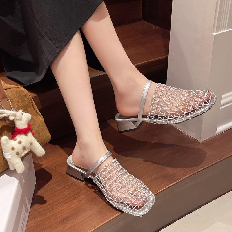 Fashion Summer Hollow Out Wedges Heel Women Mules Slippers Fashion Light Dress Slides Ladies Outdoor Street Style Sandalias