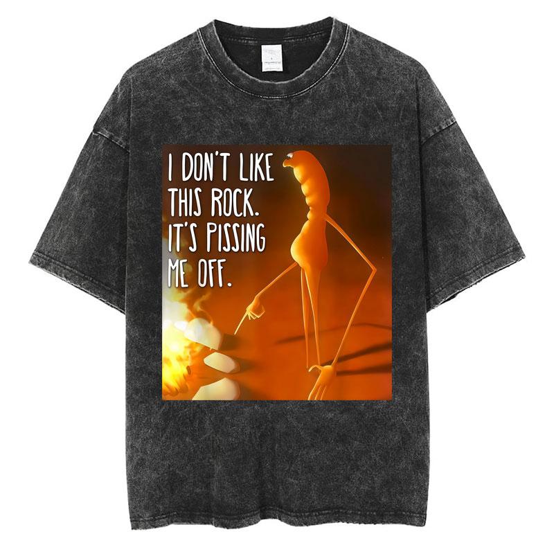 I Dont Like This Rock Its Pissing Me Off Marcus The Worm Washed Vintage Funny Meme Tshirt Men Women Casual Cotton Short Sleeve