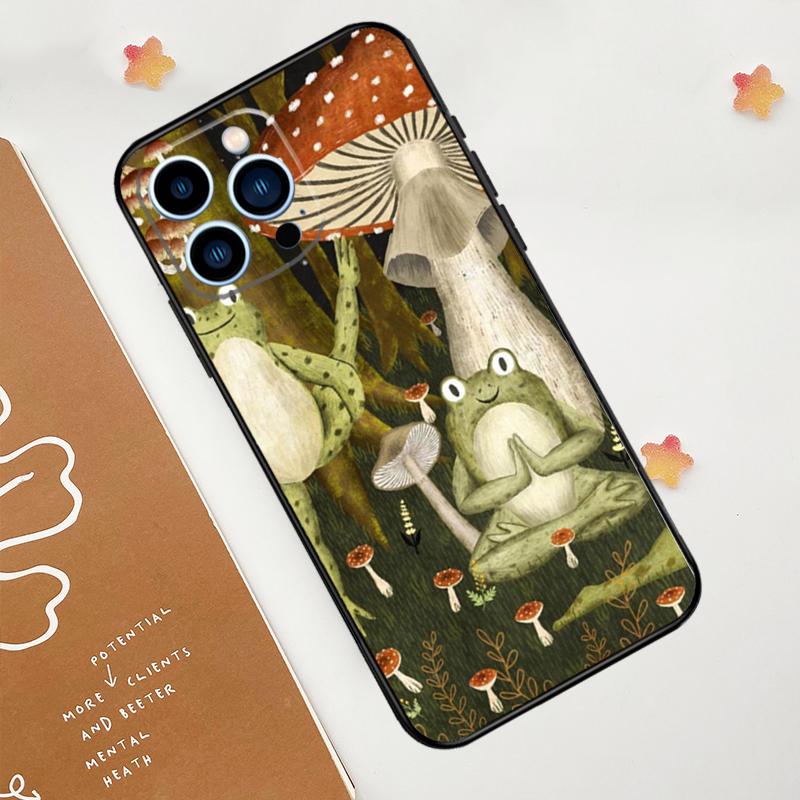 Vintage Retro Frosch Pilze Handyhülle Für iPhone 17 Pro Max 14 13 12 11 15 16 Pro Max mini 16 Plus 16e 17 Air Funda